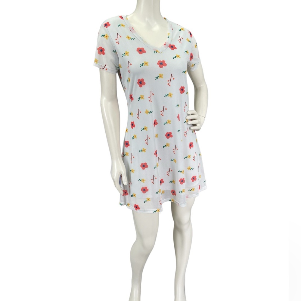 Floral Mesh V-Neck Dress